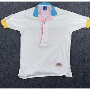 Vintage Ocean Pacific Polo Shirt 80s Surf Style Pastel Colorblock OP Small